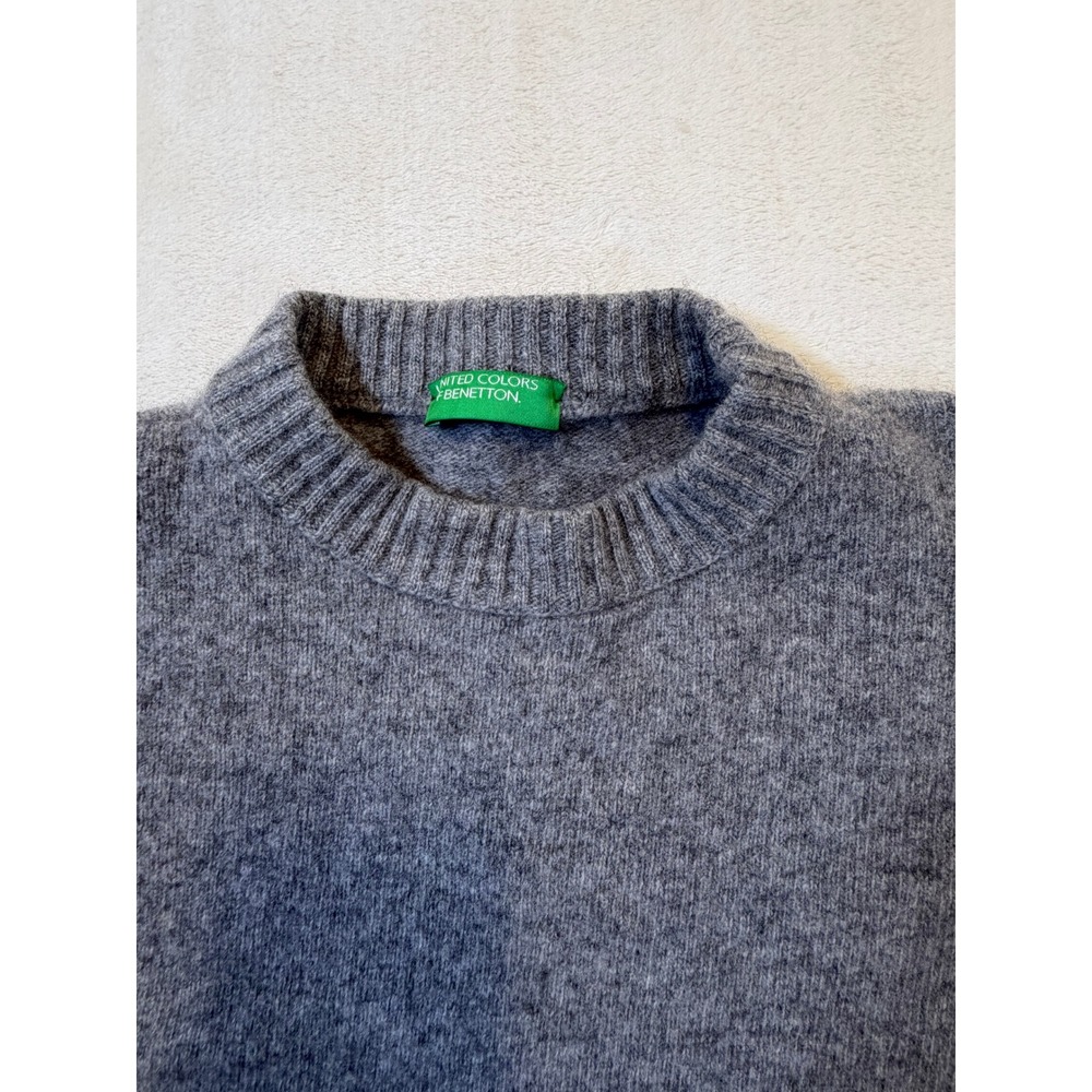 United Colors of Benetton Gray Wool Blend Crew Neck Sweater Womens XS Excellent